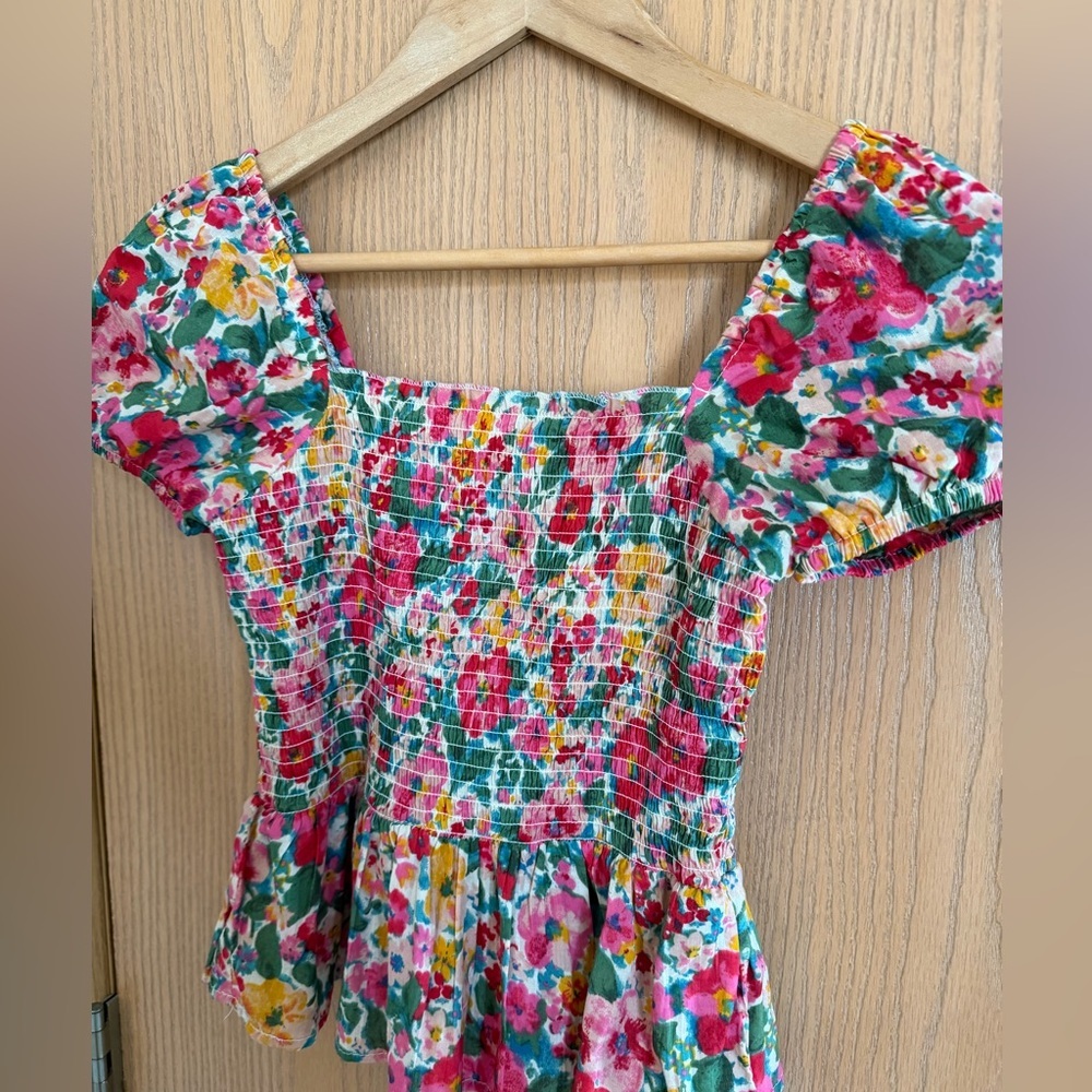 REBELLION EUC Floral Cottagecore Smocked Soft Girl Spring Blouse Women’s Size XS - Picture 2 of 10